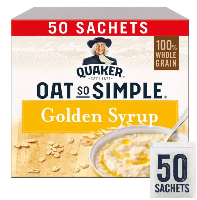 Quaker Oat So Simple Golden Syrup, 50 x 36g (1.8kg)